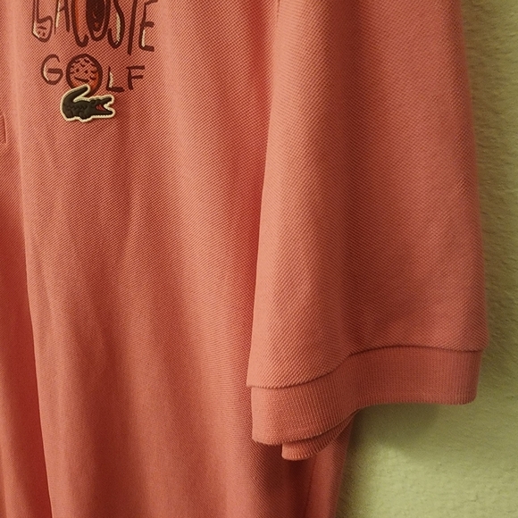 Lacoste Sport Pink Golf Polo Shirt Rubber Crocodile Mens Sz Medium - Picture 9 of 15